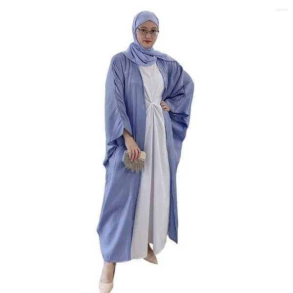 Vêtements ethniques Personnalisé Dubaï Turquie Mode Élégant Swing Solide Couleur Bbat Manches Robe Modeste Khimar Hijab Abaya