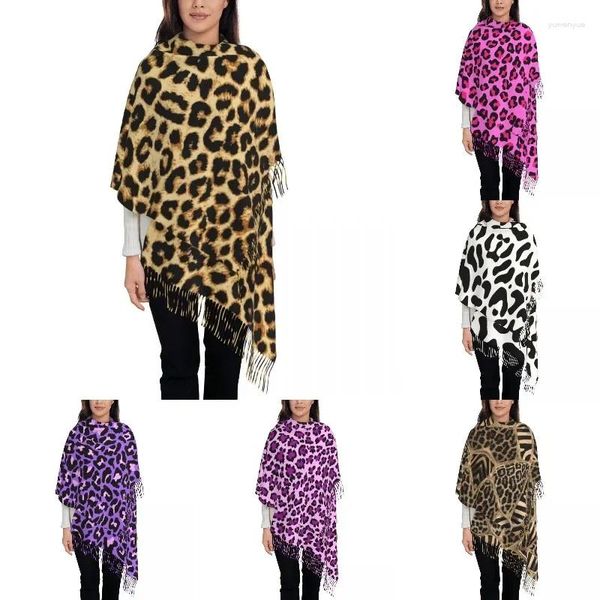 Vêtements ethniques Impression personnalisée Véritable écharpe léopard Hommes Femmes Hiver Chaud Echarpes Sexy Africain Animal Fourrure Châles Wraps