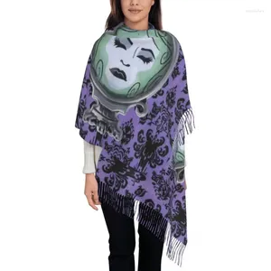 Vêtements ethniques Personnalisé Imprimé Haunted Mansion Violet avec Madame Écharpe Hommes Femmes Hiver Automne Foulards Chauds Halloween Ghost Châle Wrap