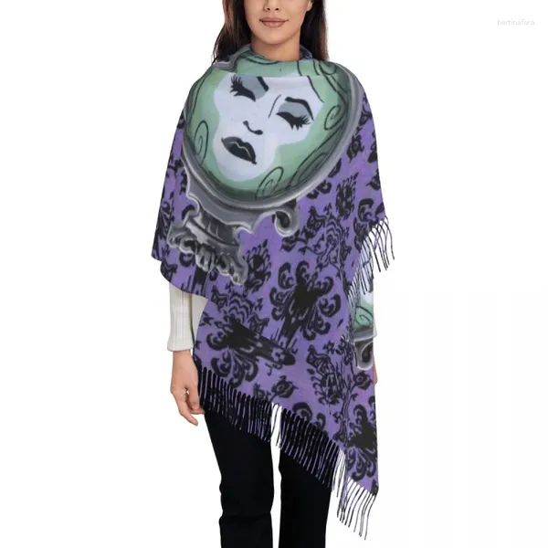 Vêtements ethniques Personnalisé Imprimé Haunted Mansion Violet avec Madame Écharpe Hommes Femmes Hiver Automne Foulards Chauds Halloween Ghost Châle Wrap