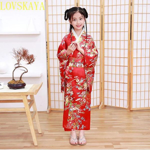 Ropa étnica Linda chica estilo japonés kimono y vestido de baile retro impreso flor escenario espectáculo disfraz