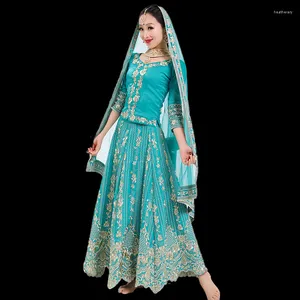 Vêtements ethniques Robe de danse pour femmes adultes Bollywood Saree Costume Broderie Vêtements élégants Oriental