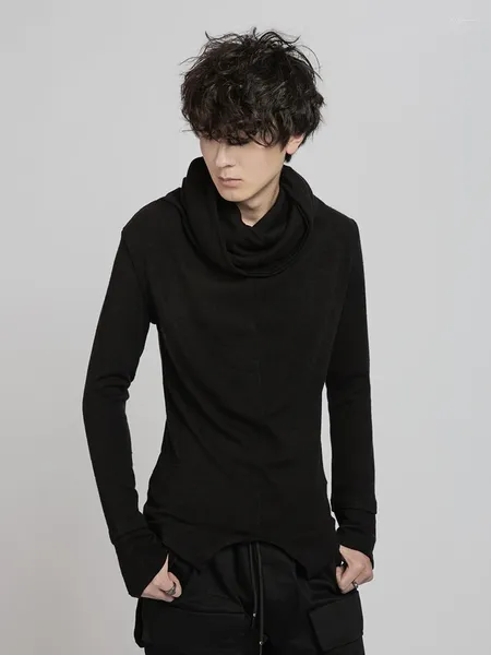 Vêtements ethniques Dark Fashion Turtleneck Homme Automne et hiver Tendance Pile Collier Base Chemise Yamamoto T-shirt Stretch Tight Fit