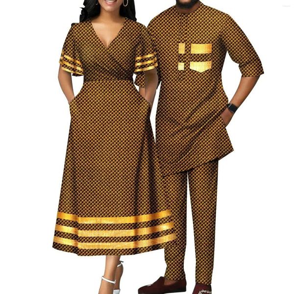 Vêtements ethniques dashiki amants africains associer la fête mari et femme vêtements pour couple hommes femmes 2 pièces set mariage