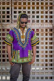 Vêtements ethniques Dashiki-African Shoodie (Unisexe) Coton Dashikiage Mens Women African Hoody Top W / Hood Chemis traditionnel