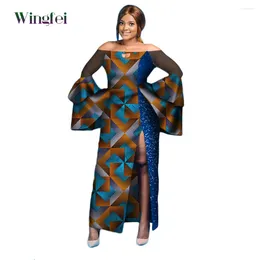 Etnische Kleding Dashiki Afrikaanse Vrouwen Boubou Jurken Voor Flare Mouw Split Maxi Lange Dame Avondkleding WY2970