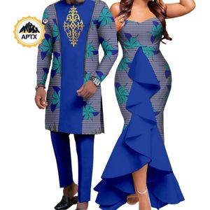 Vêtements ethniques Dashiki femmes africaines robes de sirène correspondant hommes tenues ensembles de pantalons Bazin Riche Couple vêtements pour mariage Y22C080 230510