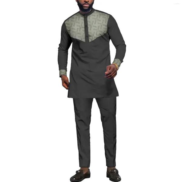 Ropa étnica Dashiki Man Trajes Set Top y pantalones 2pcs 2024 Africano tradicional para hombres Estilo casual