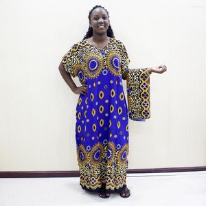 Vêtements Ethniques Dashikiage Imprimé Léopard Coton Africain Dashiki Bleu Robes À Manches Courtes Pour Femmes