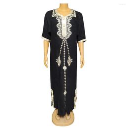 Vêtements ethniques Dashikiage Maxi Robes Pour Femmes Africain D'été Demi Manches Appliques Perles Exquises Mode Lâche Robe Fente Vacances