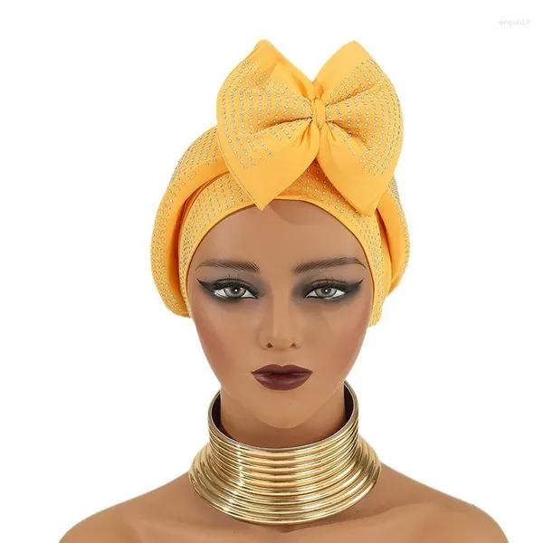 Vêtements ethniques Diamants Bow Knot Femmes Hijab Chimio musulmane Perte de cheveux CAP TURBAN COVEURS ERRAGNÉ