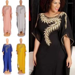Etnische kleding Diamanten Chiffon Africa -jurk voor vrouwen Afrikaanse kleding 2023 Dashiki Taditional Boubou Arabische mantel Jalabiya Eid -jurk Dubai Dubai