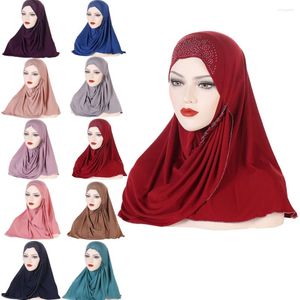 Etnische kleding diamanten Instant sjaal vrouwen moslim hijab één stuk amira islamitische sjaal wrap tulband eid ramadan bidden overhead khimar