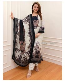 Robe de vêtements ethniques Salwar Kameez Georgette entièrement cousue pakistanais supérieur dupatta 3pcs