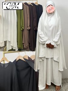 Vêtements ethniques Robes Islamic Abaya musulman Dubaï Dubaï Velets Vêtements Turc Couleur solide Niqab Eid Suit Robe Khimar Rama de haute qualité