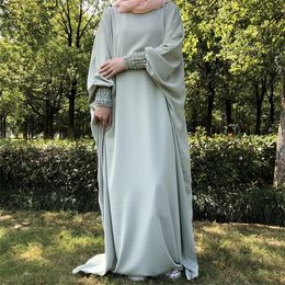 Etnische kleding drop vlinder bescheiden abaya hoogwaardige ramadan eid elastische pols maxi jurk nida abaya moslimgebed islamitische kleding 230325