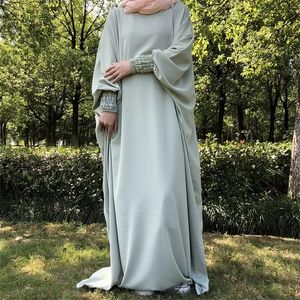 Vêtements ethniques Drop Butterfly Modeste Abaya Haute Qualité Ramadan EID Élastique Poignet Maxi Robe Nida Abaya Prière Musulmane Vêtements Islamiques 230322