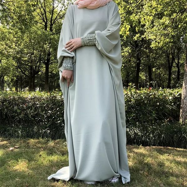 Vêtements ethniques Drop Butterfly Modeste Abaya Haute Qualité Ramadan EID Élastique Poignet Maxi Robe Nida Abaya Prière Musulmane Vêtements Islamiques 230529
