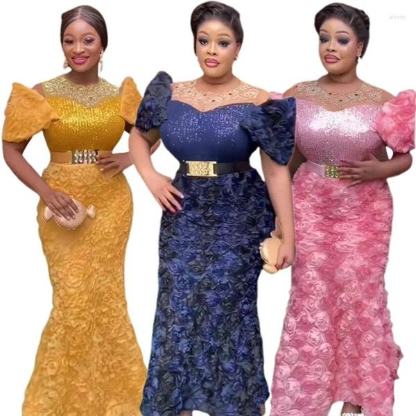 Vêtements ethniques Dubaï Abaya Femmes africaines Fleurs de luxe BodyCon Robes Dashiki Nigerian Robe de soirée robe Nigérian Robes de soirée