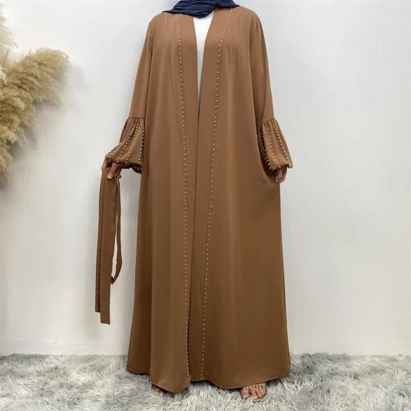 Vêtements ethniques Dubaï Abaya Femmes musulmanes perles d'Open Kimono Cardigan Maxi Dress Islamic Eid Party Ramadan Turkey Arab Long Robe Kaftan
