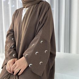 Ethnische Kleidung Dubai Abaya Offene Strickjacke Stickerei Muslimische Frauen Casual Maxikleid Türkei Kaftan Kimono Arabische Robe Islam Eid Party Abayas