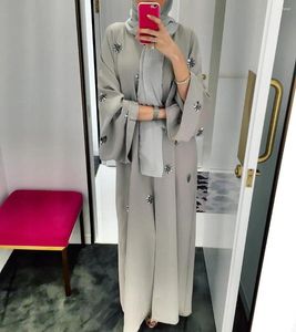 Vêtements ethniques Dubaï Abaya Open Cardigan perle des femmes Habille musulmane Kimono Ramadan Eid Turquie Islam Kaftan Robe Arabe Caftan Jalabiya