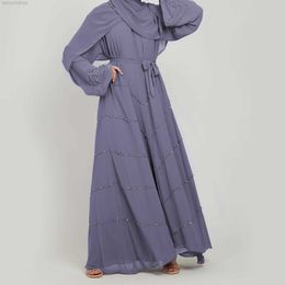 Vêtements ethniques Dubaï Abaya Ramadan 2023 Nouveau printemps musulman kimono ouvert Abaya perlé robe modeste robe de soirée vêtements islamiques pour femmes