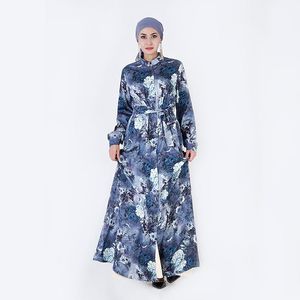 Vêtements ethniques Dubaï Abaya Turquie Hijab Robe pour femmes Stéréo Stéréo Impression marocaine Musulman Musulman Manche à manches longues Maxi
