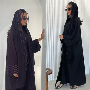 Etnische kleding Dubai Abaya Vrouwen Moslim Borduren Open Vest Lange Maxi Jurken Hijab Turkije Kimono Islam Arabisch Gewaad Kaftan Eid Party