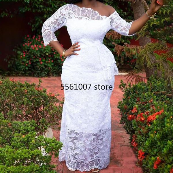 Vêtements ethniques Dubaï robes de mariée en dentelle femmes africaines une épaule moulante robe sexy grande taille boubou année robes de soirée tenue de dashiki