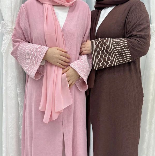 Vêtements ethniques Dubaï Embroderie Abaya Kaftan Femmes musulmanes Open Kimono Cardigan islamique Turquie arabe saoudien Maxi Robe Ramadan Djellaba