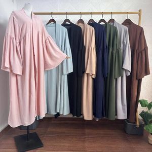 Vêtements ethniques Dubaï Flare Sleeve Abayas for Women Muslim Dress Cardigan Arabe Turquie Kimono Jalabiya Islamic Saudi Eid Ramadan
