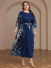 Vêtements ethniques Dubaï Impression florale Abaya Femmes musulmanes lâches MAXI Robe Arabe Turquie Kaftan Eid Djellaba Islamic Jalabiya Gown Plus
