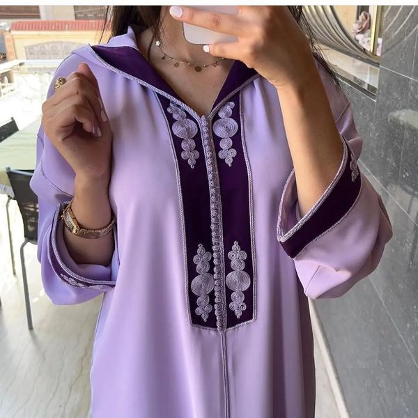 Vêtements ethniques Dubai Hooded Jellaba Abaya Pour Femmes Gurban Manches Longues Maroc Turquie Robe Lâche Caftan Caftan Mode Mousseline 230613