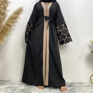 Vêtements ethniques Dubaï en dentelle ouverte Abaya Eid Ramadan Kimono Cardigan Turquie Femmes musulmanes s'habille