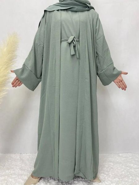 Vêtements ethniques Dubaï Marocain Robe musulmane à manches longues Femmes Turc Couleur Solide Plus Taille Abayas pour Kaftan Caftan Soirée