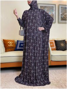 Etnische kleding Dubai Moslim vrouwengebedskledage Bloem hijabs Jibab Turkijeafrican aanbidding gewaad met cap islam Arab Kaftan jurk Ramada 230324