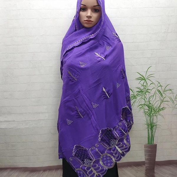 Ropa étnica Dubai Musulmán Bufanda de mujer Hijab Mantón largo Africano Algodón Pañuelo Otton Sombreros Bordado Big Beautiful Lace Shaws