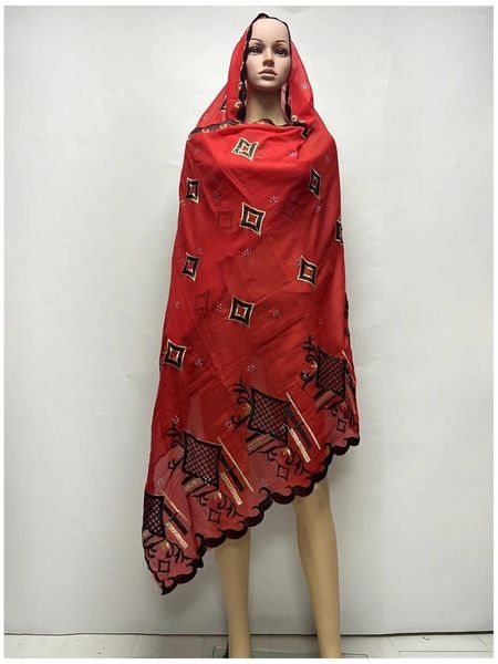 Vêtements ethniques Dubaï Musulman Femmes Foulard Hijab Coton Africain Foulard 200 100 Gros Chapeaux Broderie Grande Belle Dentelle Shaws