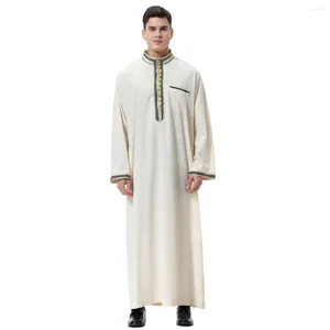 Vêtements ethniques Dubaï Saoudien Arabe Thobe Hommes Kaftan Abaya Longue Robe Jubba Thoub Dishdasha Robe Musulmane Eid Moyen-Orient Ramadan Islam