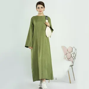 Vêtements ethniques Dubaï Turquie Robe Robe Bref Casual Solide Coton Lin Robes pour femmes Ramadan Eid 2024 Arabe Malaisie Vêtements