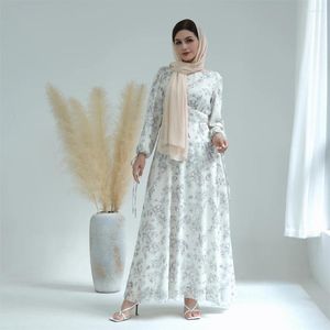 Etnische kleding Dubai vrouwen bloemenprint lange mouw maxi jurk moslim abaya kalkoen kaftan islamitisch Arabisch gewaad Ramadan jalabiya jurk