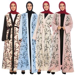 Etnische kleding Dubai vrouwen moslim abaya open vest borduurwerk kaftan vintage losse gebedsjurken elegant feest kimono arab jilbab gewaad
