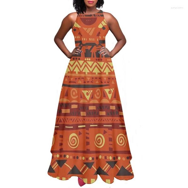 Ropa étnica patrón Echnic vestido de tirantes para mujer Vestidos de vacaciones para damas Harajuku una pieza niñas Vestidos Largos africanos