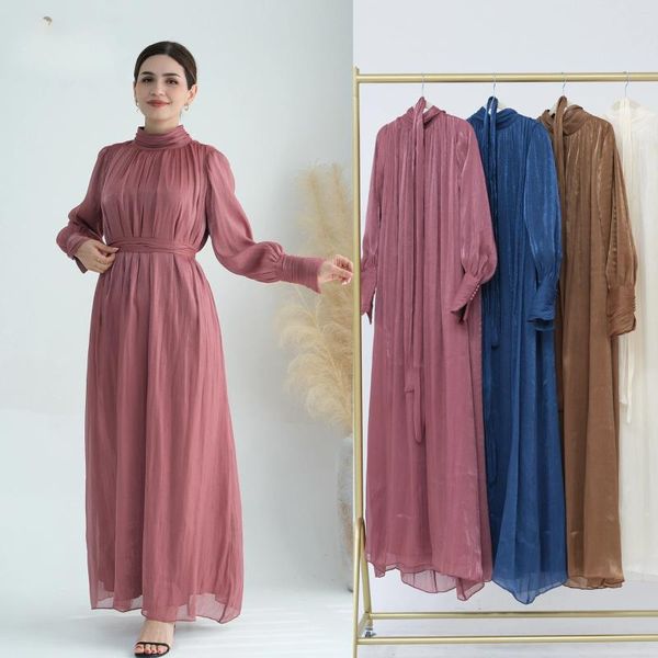 Ropa étnica Eid Abaya Vestido Musulmán Moda Lujo Verano Llano Abayas Dubai Árabe Vestidos de noche para mujeres Islámico Kaftan Robe