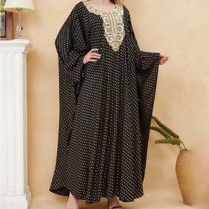 Vêtements ethniques Eid Abaya Dubaï Luxe Broder Polka Dot Robe longue noire Robe de soirée Femmes Lâche Jalabiya Musulman Islamique Kimono Ramadan