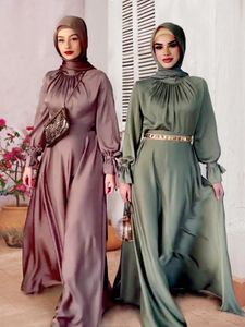 Etnische Kleding Eid Abaya Dubai Moslim Jurk Vrouwen Saudi Arabische Turkije Zijde Lace-up Party Jurken Ramadan Islam Abaya riem Vestidos Caftan