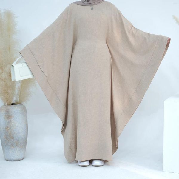 Vêtements ethniques Eid Abaya Ramadan Modest Islam Femmes Muslim Fashion Fashion Robe Couleur solide Sleette Bat Cardigan Dubai Kaftan Robe