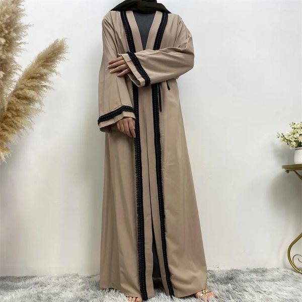 Vêtements ethniques Eid Abayas pour les femmes Percaute Cardigan Dubai Turquie Kaftan Kimono Open Front ceinturé Jalabiya Islamic Ramadan Abaya Robe