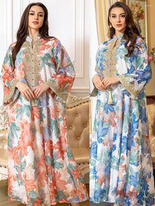 Vêtements ethniques EID Arabe Robe de fête musulmane pour femmes Abaya Stand Collier Appliques Jalabiya Robes longues Kaftan Robes Dubaï Ramadan Robe